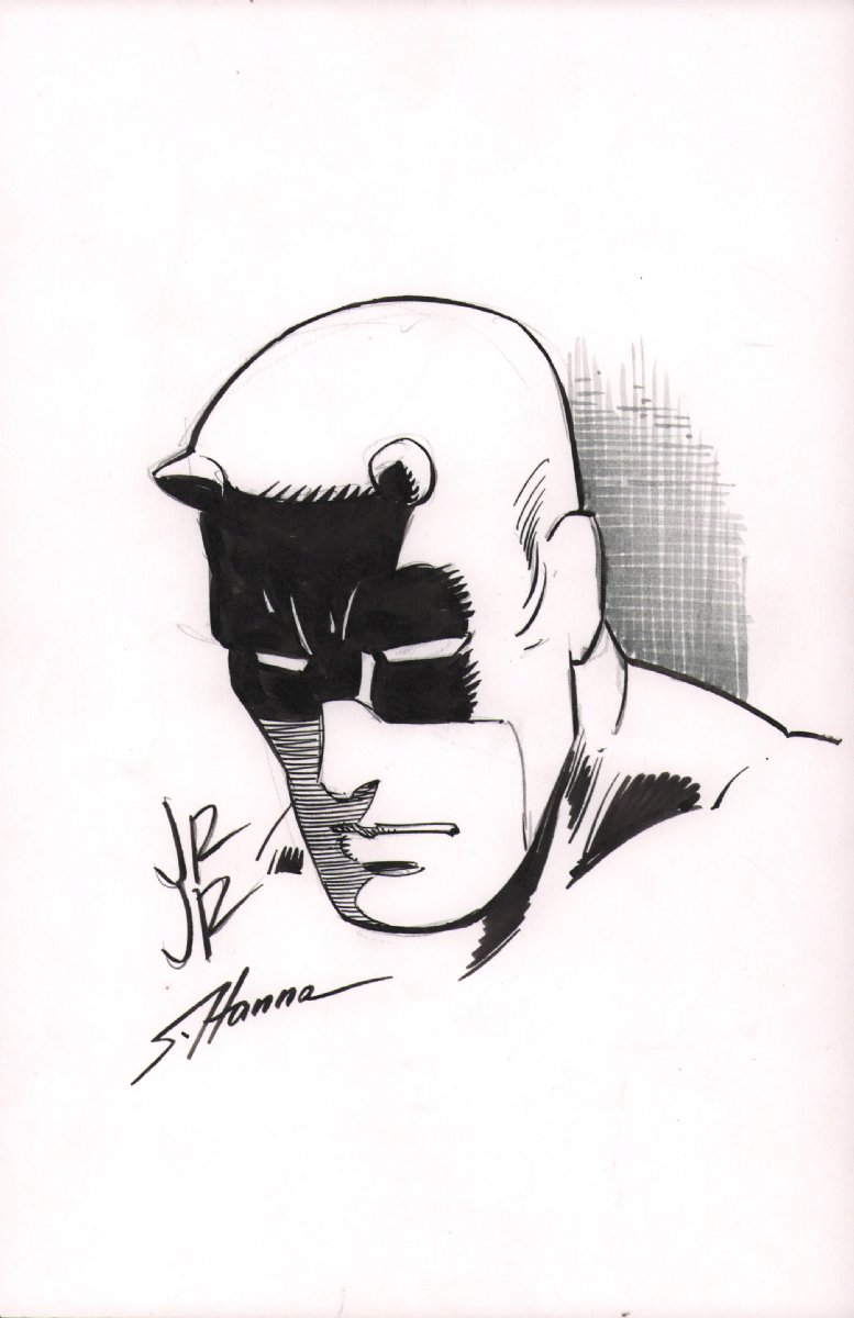 Daredevil Bust Sketch Signed By Romita Jr Scott Hanna By John