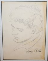 Self Portrait in Pencil - Matted - Signed Comic Art