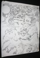 Dragon Rider vs. New Gods-esque Character Oversized Xerox Copy 1986 - Jack Kirby's File Copy Comic Art