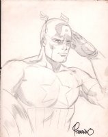 Captain America Saluting Pencil Art - Signed Comic Art