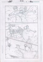 Superboy #6 p.16 Pencils Over Blueline - Supergirl Defends Superboy From Helicopter Fire - 2012 Comic Art
