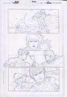 Superboy #6 p.11 Pencils Over Blueline - Supergirl Brushes Off Superboy's Blast - 2012 Comic Art