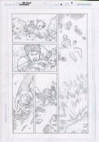 Superboy #3 p.5 Pencils Over Blueline - Superboy VS Waterfall - 2012 Comic Art