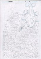Superboy #2 p.20 Pencils Over Blueline - Airship & Destruction Splash - 2012 Comic Art