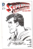 Superman Unchained #6 Blank Variant Cover - Superman Side Bust Drawing - Signed Comic Art