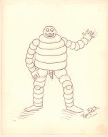 Michelin Man with Penis Drawing - Signed Comic Art