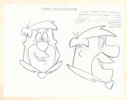 The Flintstones Model Sheet Re-Creation by Original Assistant Animator - Fred Flintstone Portraits - Signed Comic Art