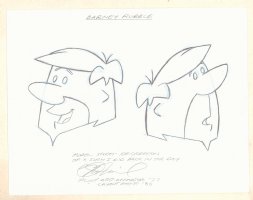The Flintstones Model Sheet Re-Creation by Original Assistant Animator - Barney Rubble Portraits - Signed Comic Art