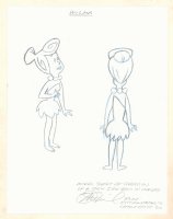 The Flintstones Model Sheet Re-Creation by Original Assistant Animator - Wilma Flintstone Full Figure Front and Back - Signed Comic Art
