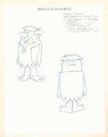The Flintstones Model Sheet Re-Creation by Original Assistant Animator - Barney Rubble Full Figure Front and Back - Signed Comic Art