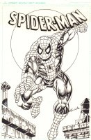 Spider-Man Full Figure on Rooftop Cover Recreation - Signed Comic Art
