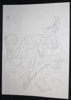 Devil Dogs Ripping Someone Apart Pencil Piece - 2008 Signed Comic Art