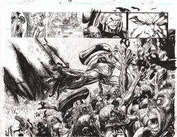 Reign In Hell #4 pgs. 10 & 11 DPS - Insane Hell Splash - Signed - 2008 Comic Art