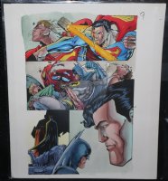JLA 80-Page Giant 'The Green Bullet' #1 p.9 Color Guide Art - Batman and Superman vs. Superman Imposter - 1998 Comic Art
