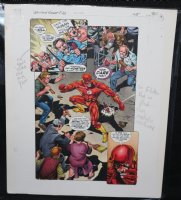 JLA in Crisis Secret Files #1 p.5 Color Guide Art - Flash Attacked by Mob Splash - 1998 Comic Art