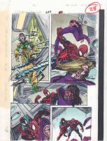Spectacular Spider-Man #229 p.28 Color Guide Art - Spidey and Scarlet Spider vs. female Doctor Octopus   - 1995 Comic Art