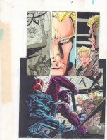 Captain America #451 p.9 Color Guide Art - Cap and Sharon Carter vs. Robots - 1996 Comic Art