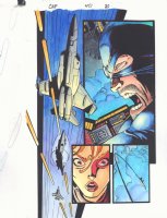 Captain America #451 p.20 Color Guide Art - Cap as Nomad and Sharon Carter in a Jet Action - 1996 Comic Art