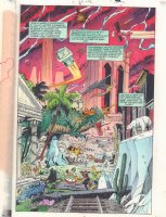 JLA: Incarnations #5 p.12 Color Guide Art - Crazy Lizard Monster in Surreal World Splash - 2001 Comic Art
