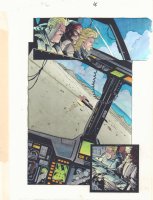 Captain America #446 p.16 Color Guide Art - Cap, Sharon Carter, and Red Skull Flying - 1995 Comic Art