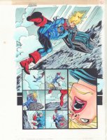 Captain America #452 p.5 Color Guide Art - Cap Rescues Sharon Carter Midair - 1996 Comic Art
