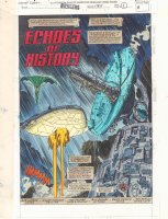 Avengers #378 p.1 Color Guide Art - 'Echoes of History' Title Splash - 1994 Comic Art