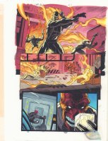 Captain America #? p.10 Color Guide Art - People on Fire and Red Skull with the Cosmic Cube - 1990s Comic Art
