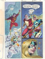JSA #40 p.11 Color Guide Art - Captain Marvel and the Star-Spangled Kid Flying - 2002 Comic Art