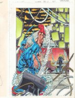 Captain America #453 p.2 Color Guide Art - Cap as Nomad Action with Sharon Carter Splash - 1996 Comic Art