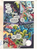 Justice Leagues: Justice League of Aliens #1 p.17 Color Guide Art - Flash, Green Lantern Kyle Rayner, and Martian Manhunter Splash - 2001 Comic Art