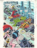 JLA: Foreign Bodies #1 p.21 Color Guide Art - Crazy JLA Mutating Splash - 1999 Comic Art