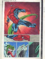Spider-Man Unlimited #19 p.28 Color Guide Art - Spidey vs. the Lizard Splash - 1998 Comic Art
