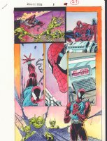 Spider-Man Maximum Clonage: Omega #1 p.29 Color Guide Art - Scarlet Spider Action - 1995 Comic Art