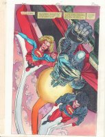 Steel #50 p.1 Color Guide Art - Steel, Supergirl, Superboy Flying - 1998 Comic Art