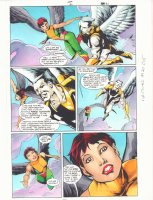 JSA #21 p.21 Color Guide Art - Hawkgirl and the Angel Zauriel - 2001 Comic Art