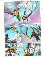 JSA #21 p.22 Color Guide Art - Hawkgirl flying with the Angel Zauriel - 2001 Comic Art