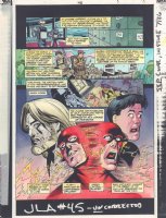 JSA #45 p.1 Color Guide Art - Aquaman afraid of Water, Flash Lightspeed Epilepsy, & Green Lantern Blinded Splash - 2003 Comic Art