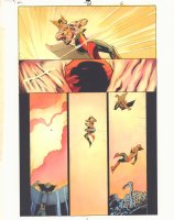 JSA #25 p.5 Color Guide Art - Hawkman and Hawkgirl Action - 2001 Comic Art