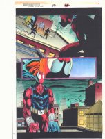 Spider-Man Unlimited #10 p.48 Color Guide Art - Scarlet Spider webs up Bad Guy - 1996 Comic Art
