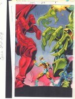 Spectacular Spider-Man #258 p.1 Color Guide Art - Prodigy vs. Conundrum and Jack O'Lantern Splash - 1998 Comic Art