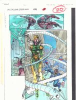 Spectacular Spider-Man #229 p.20 Color Guide Art - Spider-Man and Scarlet Spider Swimming - Doctor Octopus (Carolyn Trainer) Splash - 1995 Comic Art