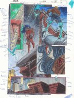 Avengers #373 p.9 Color Guide Art - Black Knight and Sersi on the Brooklyn Bridge - 1994 Comic Art