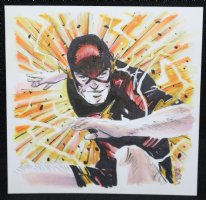 The Flash in T-Shirt and Shorts Small Sized Painted Art Commission - Signed Comic Art