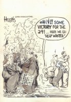The 29 Victory for 1700 City Layoffs Chicago Sun-Times Newspaper Cartoon - 1983 Signed Comic Art