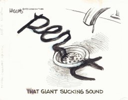 That Giant Sucking Sound Chicago Sun-Times Newspaper Cartoon - 1993 Signed  Comic Art