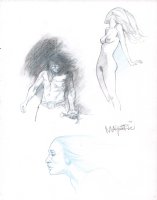 Conan With Nude Babe & Profile Sketches - Signed Comic Art
