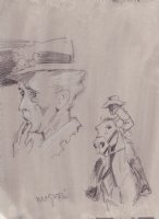 Cowboy and Old Lady Studies Pencil Art - Signed Comic Art