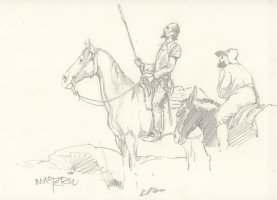 Don Quixote and Companion Pencil Art - Signed Comic Art