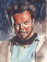 Clinton Eastwood Western Full Color Painted Art - Signed Comic Art