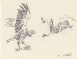 Colonial and Buzzard Pencil Art - Signed Comic Art